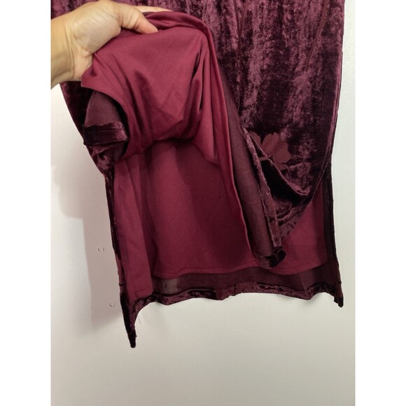 Vtg Whimsigoth Dress XL Burgundy Floral Burnout Velvet Dark Romantic Fairygrunge - Picture 7 of 12